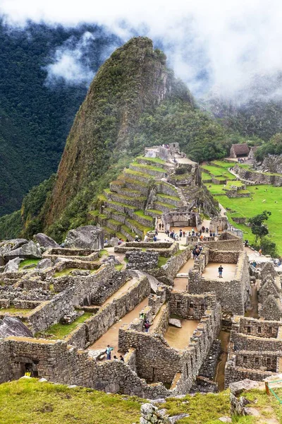 Machu Picchu Panorámás Kilátás Perui Incan Városra Unesco Világörökségi Helyszín Stock Kép