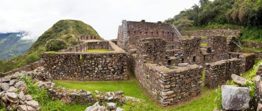 Choquequirao, one of the best Inca ruins in Peru. Choquequirao Inca trekking trail near Machu Picchu. Cuzco region in Peru  clipart