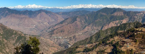 Mounts Chaukhamba Bandarpunch Himalaya Panoramiczny Widok Góry Indian Himalajów Wielki — Zdjęcie stockowe