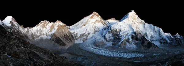 Noční Pohled Mount Everest Izolované Pozadí Noční Oblohy Lhotse Nuptse — Stock fotografie