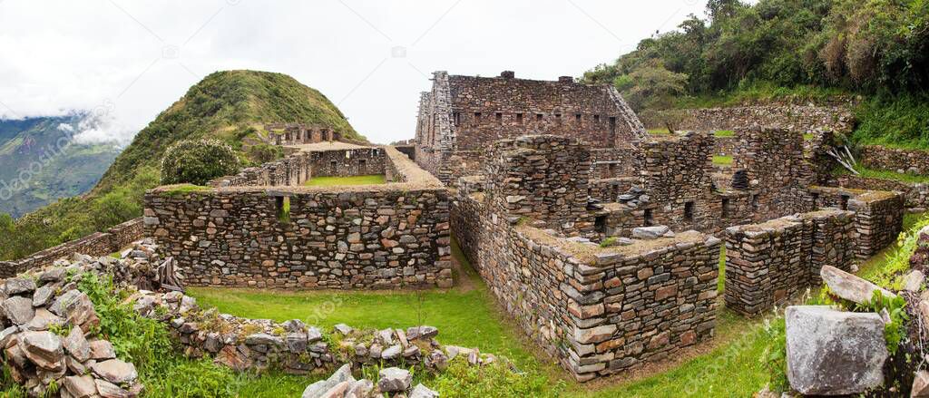 Choquequirao, one of the best Inca ruins in Peru. Choquequirao Inca trekking trail near Machu Picchu. Cuzco region in Peru 