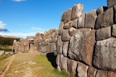 Sacsayhuaman, Cusco veya Cuzco 'daki İnka harabelerinin manzarası, Peru