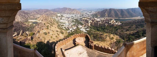 Forte Ambra Vicino Alla Città Jaipur Rajasthan India Vista Dalla — Foto Stock