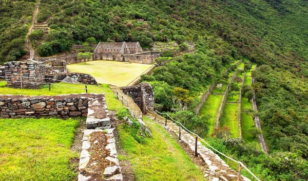 Choquequirao Una Las Mejores Ruinas Incas Del Perú Sendero Trekking — Foto de Stock