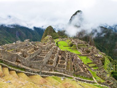 Machu Picchu, Peru 'nun panoramik manzarası, Unesco dünya mirası alanı, kutsal vadi, Cusco ya da Cuzco bölgesi, Peru