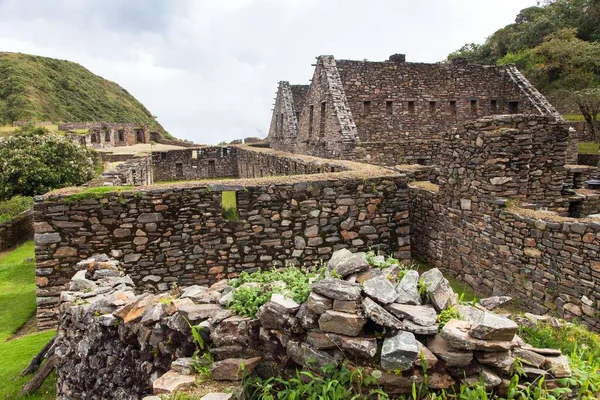 Choquequirao 秘鲁最好的印加人遗址之一 Chquequirao Inca在Machu Picchu附近的小径上跋涉 秘鲁Cuzco地区 — 图库照片