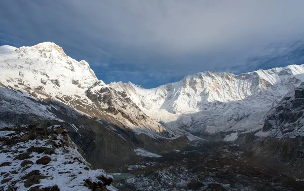 Mount Annapurna Från Annapurnas Södra Basläger Runt Annapurnas Vandringsled Nepal — Stockfoto