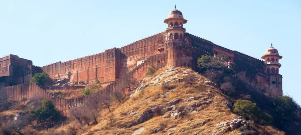 Amber Amer Fort Jaipur City Detail Upper Part Fortress Rajasthan — Stock Photo, Image