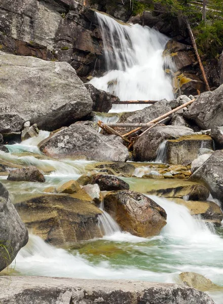 Wodospady Nad Potokiem Studeny Potok Tatrach Wysokich Karpaty Słowacja — Zdjęcie stockowe