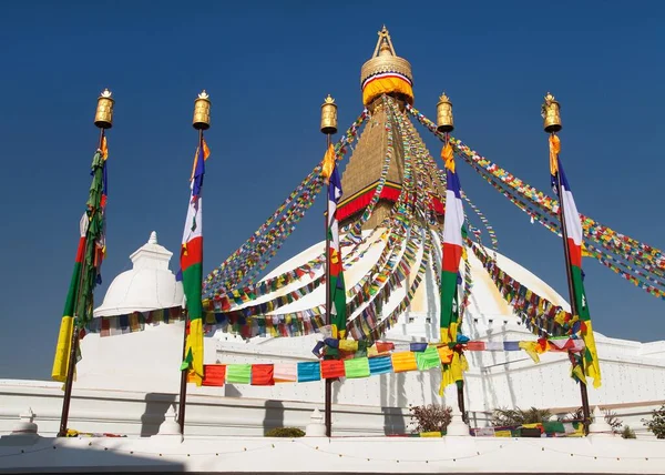 Boudha Bodhnath Eller Boudhanath Stupa Med Bön Flaggor Den Största — Stockfoto