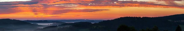 Manhã Noite Vista Panorâmica Pôr Sol Céu Bonito Planalto Boêmia — Fotografia de Stock