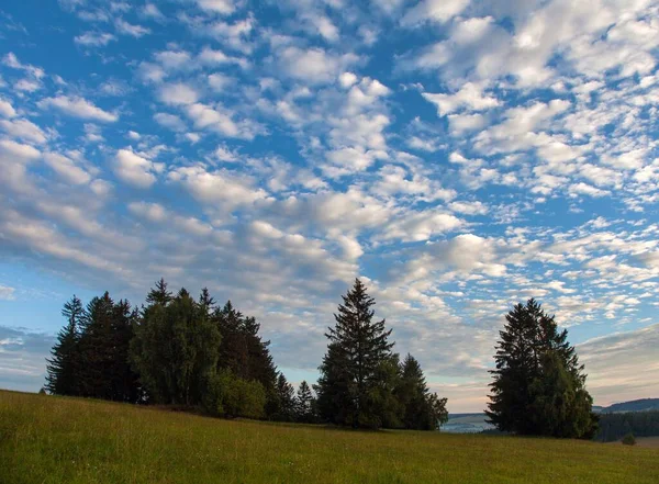 Morning Evening Panoramic Sunset View Beautiful Sky Bohemian Moravian Highland — Stock Photo, Image