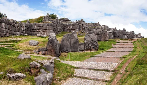 Widok Sacsayhuaman Ruiny Inków Mieście Cusco Lub Cuzco Peru — Zdjęcie stockowe