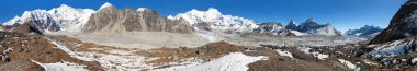 Cho Oyu, Everest, Lhotse, Gyachung Kang, Ngozumba ve Gyazumba buzullarının güzel panoramik manzarası - Sagarmatha ulusal parkı, Khumbu vadisi, Nepal
