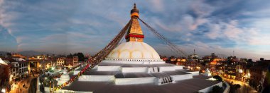 Görünüm Bodhnath stupa - Katmandu - Nepal akşam
