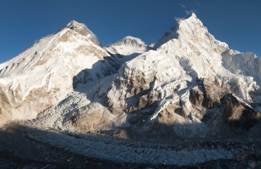 Everest Pumo RI temel kampından görünümünü akşam