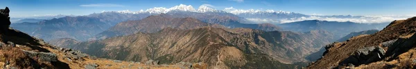 Panoramic view of himalayas range from Pikey peak — Stock Photo, Image