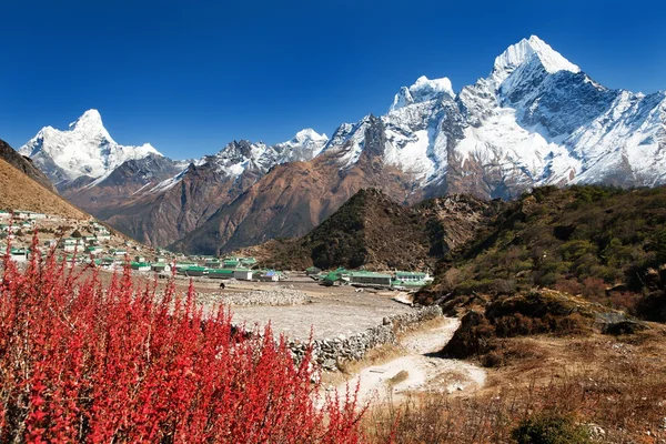 昆村和美丽的喜马拉雅山 — 图库照片