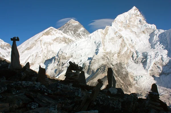 Vista panorâmica do Everest e Nuptse de Kala Patthar — Fotografia de Stock