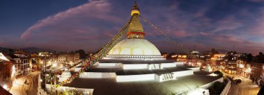 Görünüm Bodhnath stupa - Katmandu - Nepal akşam