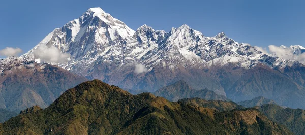 Panoramatic view from Jaljala pass of Dhaulagiri — Stock Photo, Image