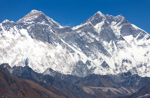 Utsikt över Mount Everest, Nuptse bergväggen, Lhotse — Stockfoto
