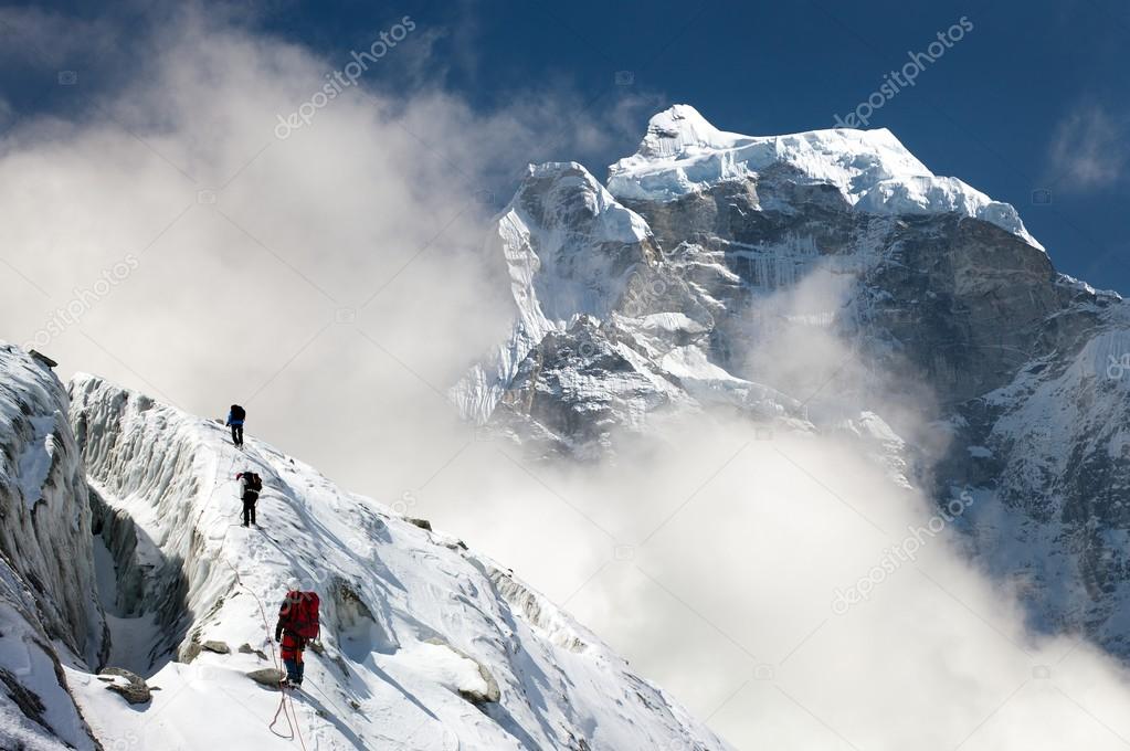 group of climbers on mountains