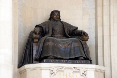bronze statue of the great emperor - Genghis Khan clipart