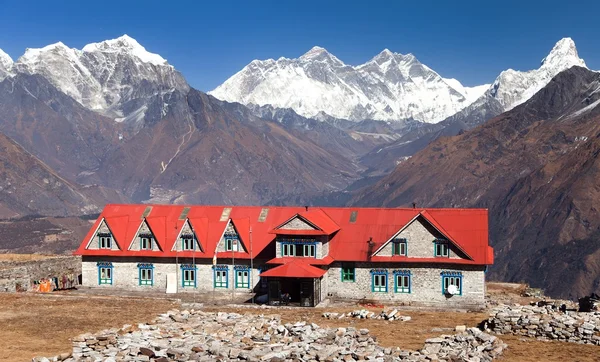 Pemandangan panorama Gunung Everest dari Kongde — Stok Foto