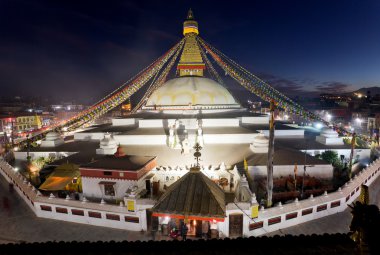 Görünüm Bodhnath stupa - Katmandu - Nepal akşam