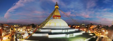 Görünüm Bodhnath stupa - Katmandu - Nepal akşam