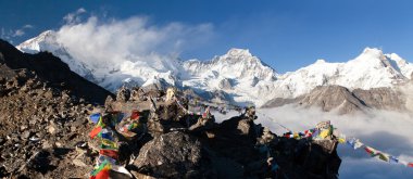 Panoramik mount Cho Oyu ve mount Gyachung Kang