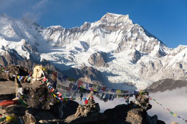 Panoramik mount Cho Oyu ve mount Gyachung Kang