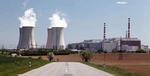 Nuclear power plant Dukovany with road, Czech Republic — Stock Photo, Image