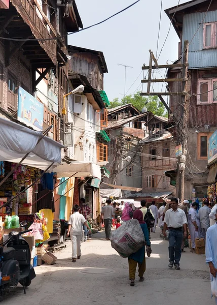从斯利那加-克什米尔，印度街头集市 — 图库照片