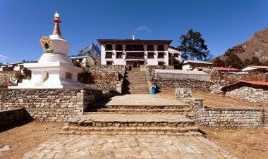 Tengboche Monastery with stupa clipart