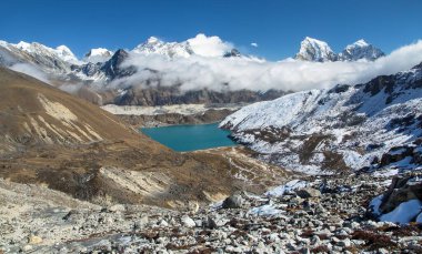 Everest Dağı, Lhotse Zirvesi, Ngozumba Buzulu, Gokyo Gölü ve Renjo La Geçidi köyü, Khumbu Vadisi, Sagarmatha Ulusal Parkı, Nepal himalaya Dağı