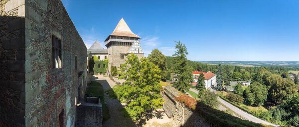 Lipnice nad Sazavou castle, partial ruined gothic and renaissance style castle in Bohemia, Czech Republic