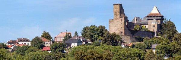 Lipnice nad Sazavou castle, partial ruined gothic and renaissance style castle in Bohemia, Czech Republic