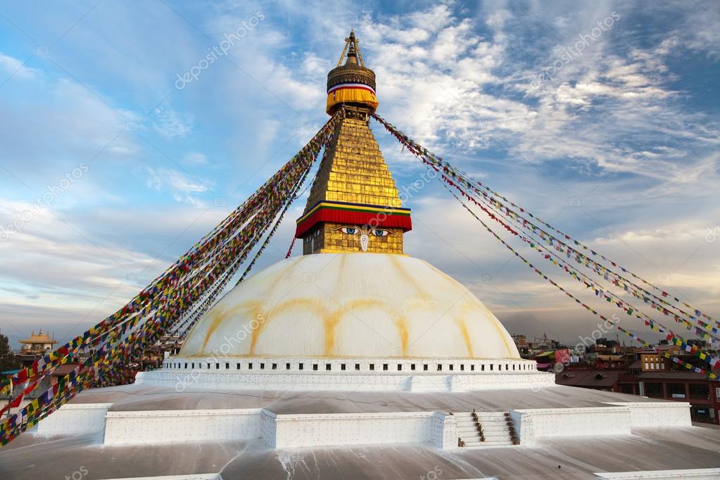 Buddha, Boudhanath (Boudha) Stupa, Kathmandu, Nepal Stock Photo