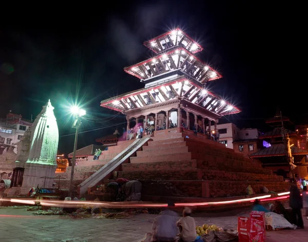 Night view of Kathmandu Durbar square during festival — Φωτογραφία Αρχείου