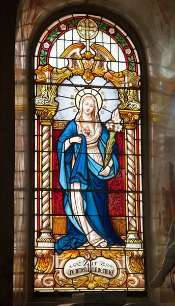 Vitrage window in St. Nicholas Church, Znojmo Ліцензійні Стокові Зображення