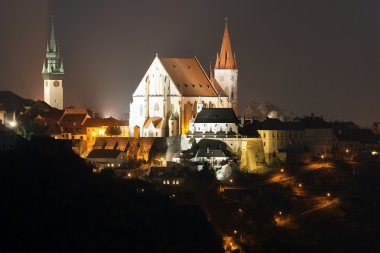 Gece görünümü şehrin Znojmo, Çek Cumhuriyeti