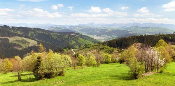 Wiosenny widok z Jaworniki na góry Mała Fatra — Zdjęcie stockowe