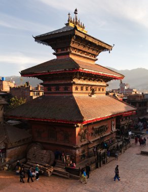  Temples of Durbar Square with people in Bhaktapur