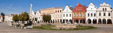 Telc veya Teltsch Şehir Meydanı Rönesans ile evler