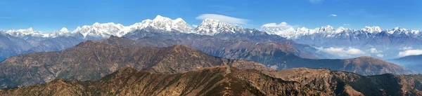 Panoramic view of himalayas range from Pikey peak — Stock Photo, Image