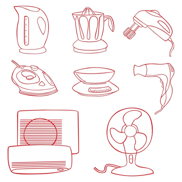 Iconos de aplliance de cocina del hogar — Vector de stock