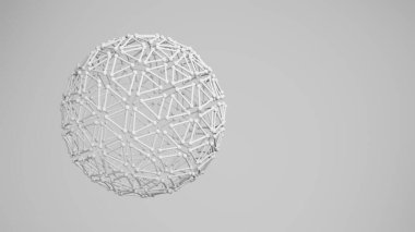 Bir moleküler ağ topu. Siyah ve beyaz çizim 3D.