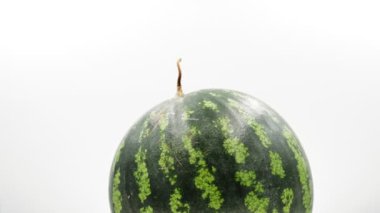 Karpuz dönüyor. Beyaz bir arka planda. 4 bin. HD